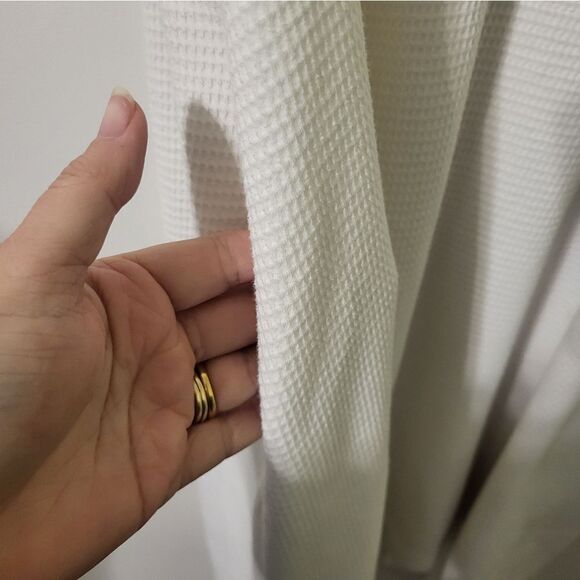 Miss Elaine Intimates White Pink Floral  Snap Up Front Midi House Coat Robe, L - Picture 7 of 11